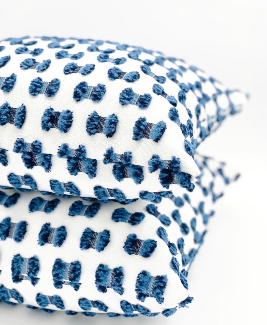 Outdoor indigo throw pillow cover with fluffy fabric texture, perfect for patio or outdoor seating. Available in various sizes to enhance your outdoor decor.Outdoor pillow cover, indigo throw pillow, patio cushion, outdoor seating