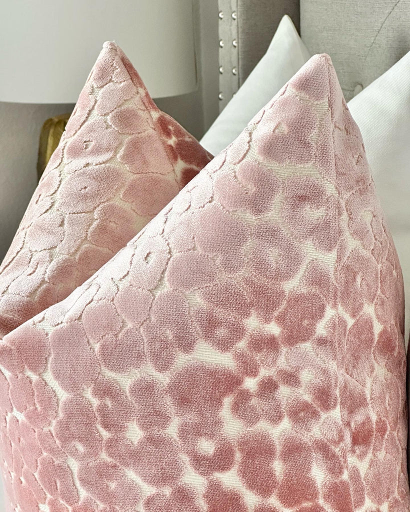 Blush cheetah velvet pillow cover