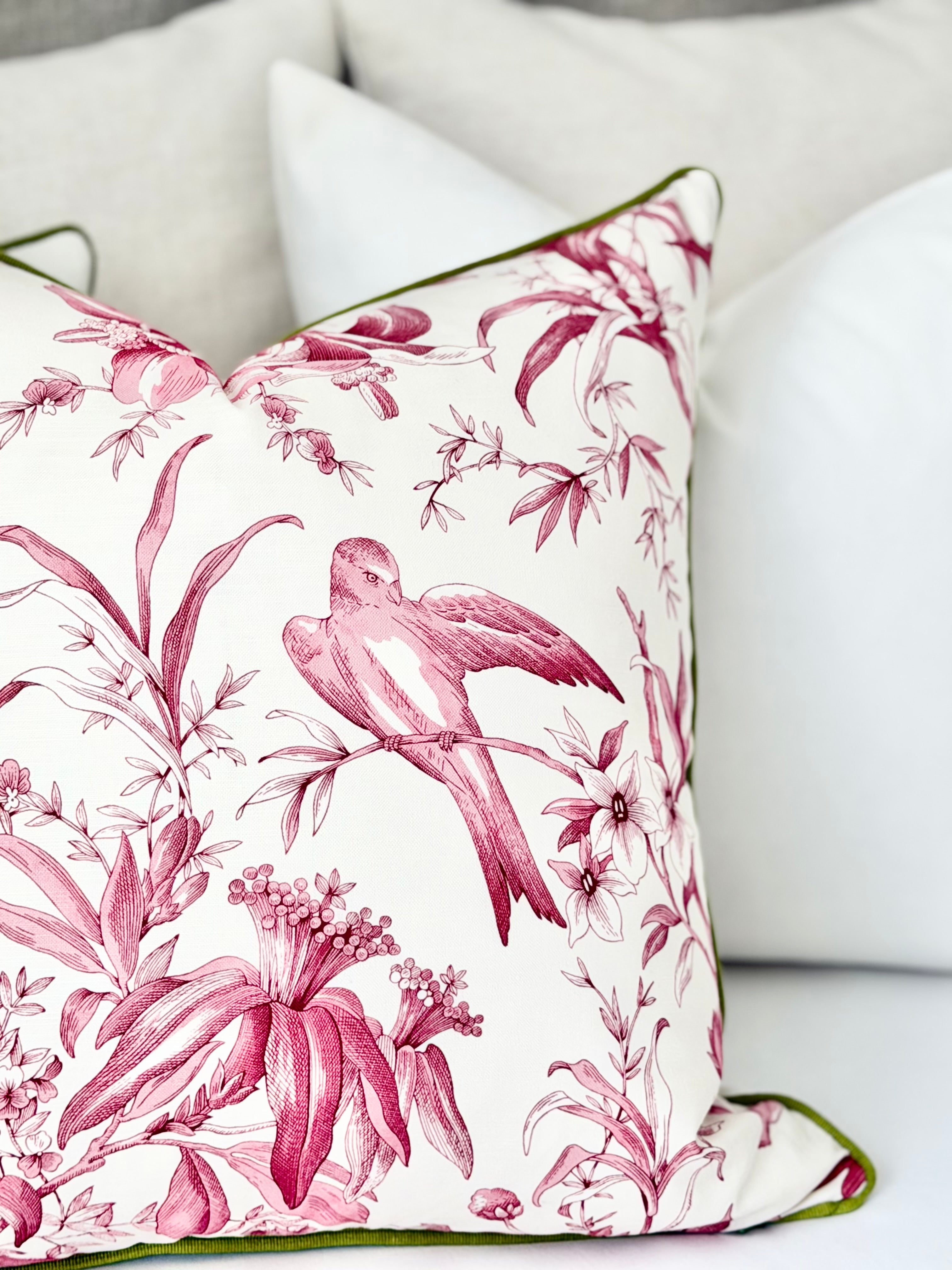 Pink Flora Throw Pillow Birdy