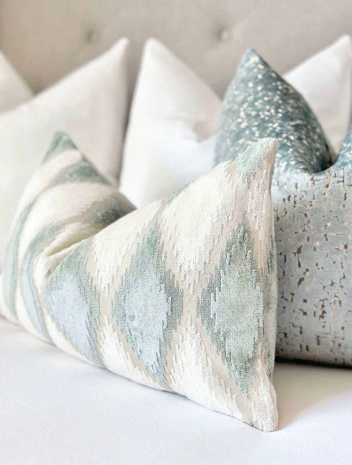 HAZEL mist blue pillow cover
