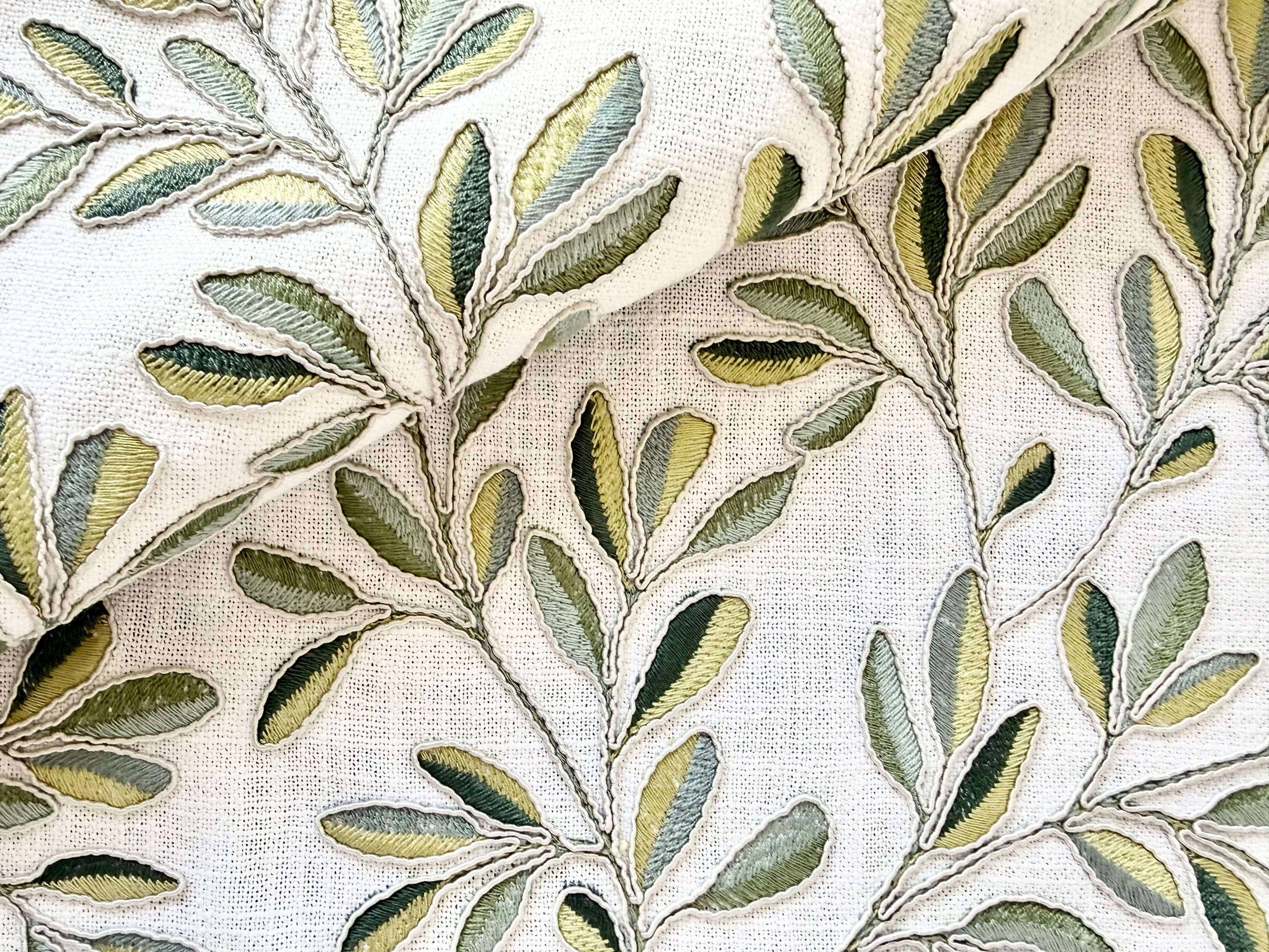 Floral embroidered fabric swatch