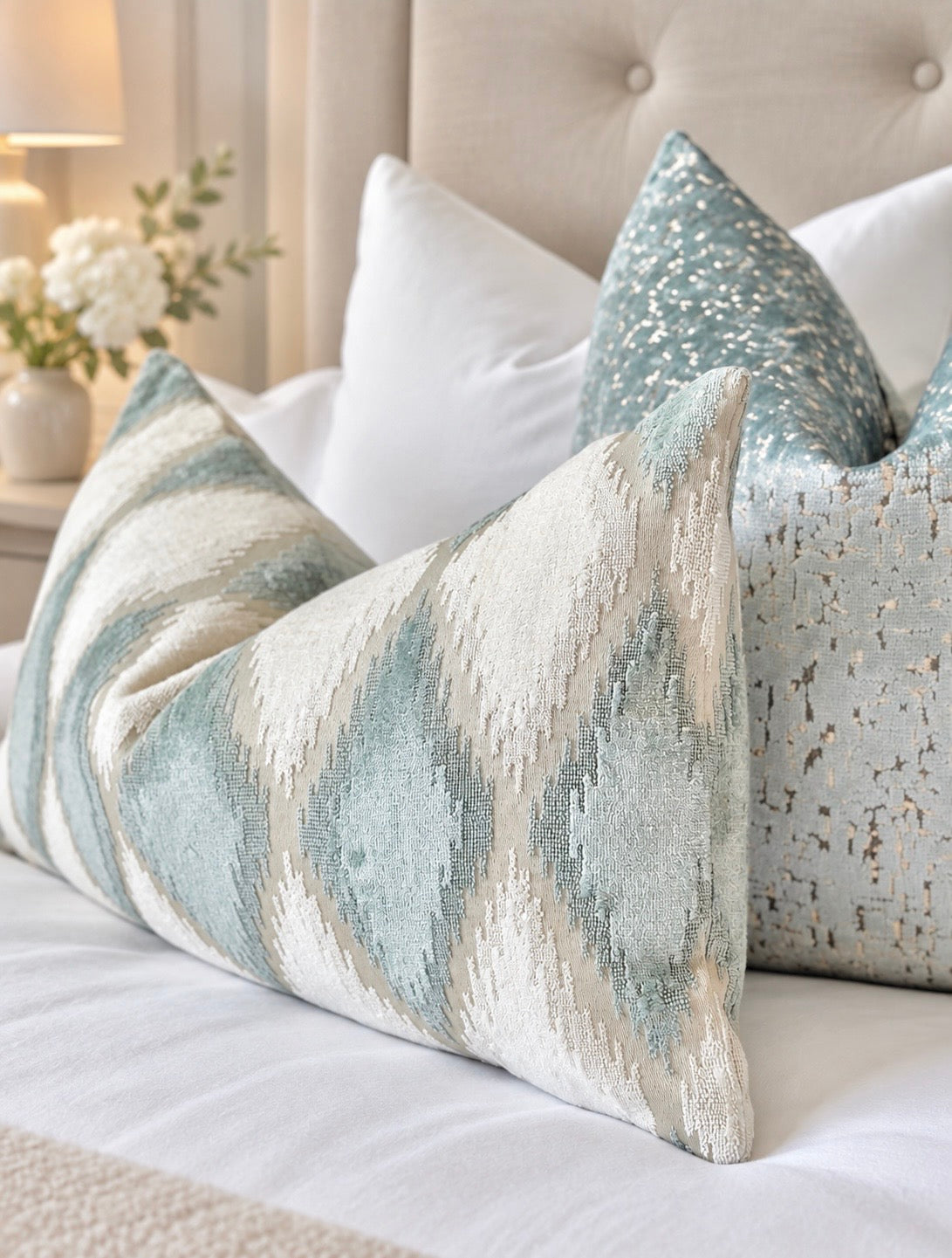 HAZEL mist blue pillow cover