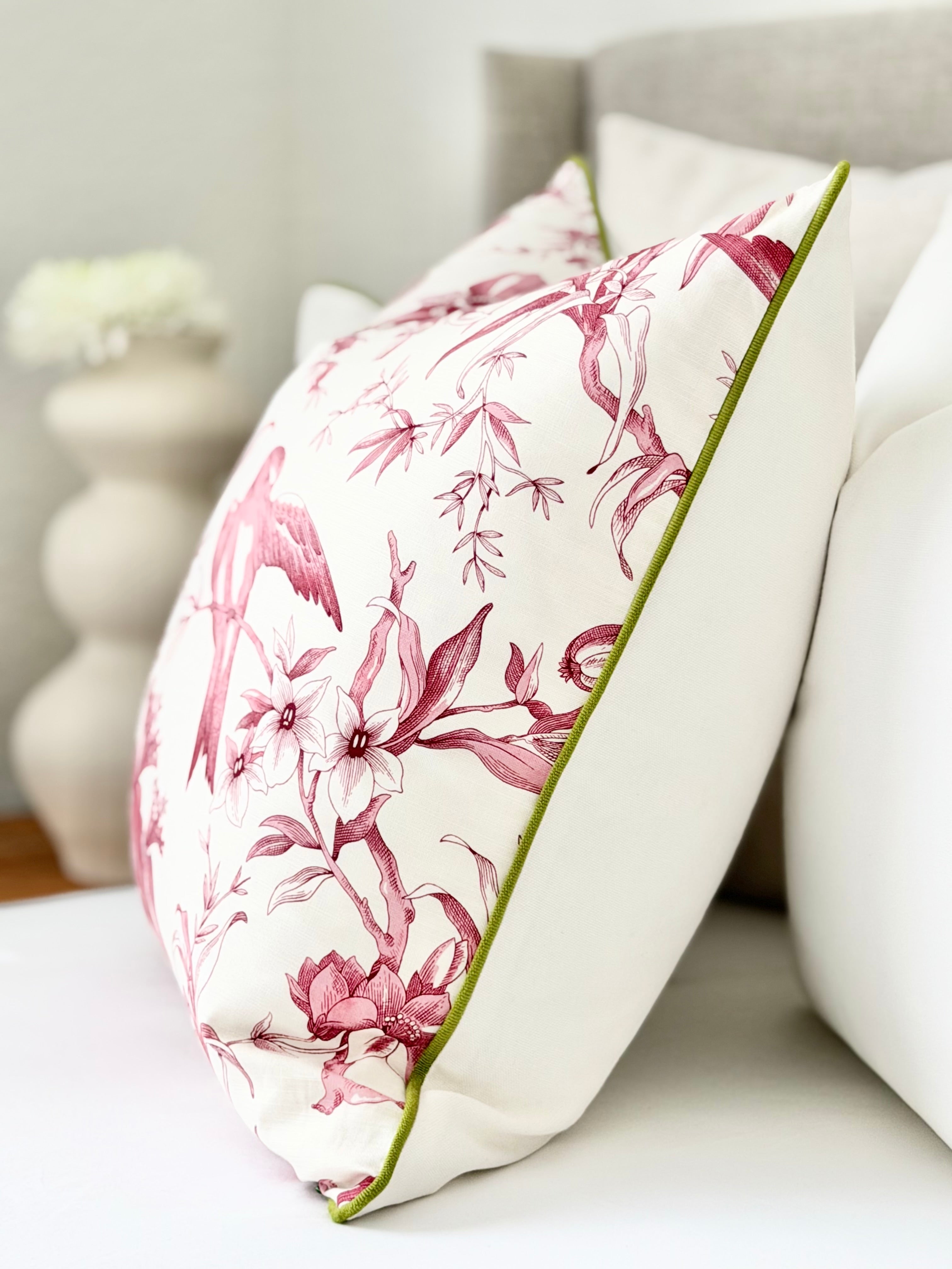 Pink Flora Throw Pillow Birdy