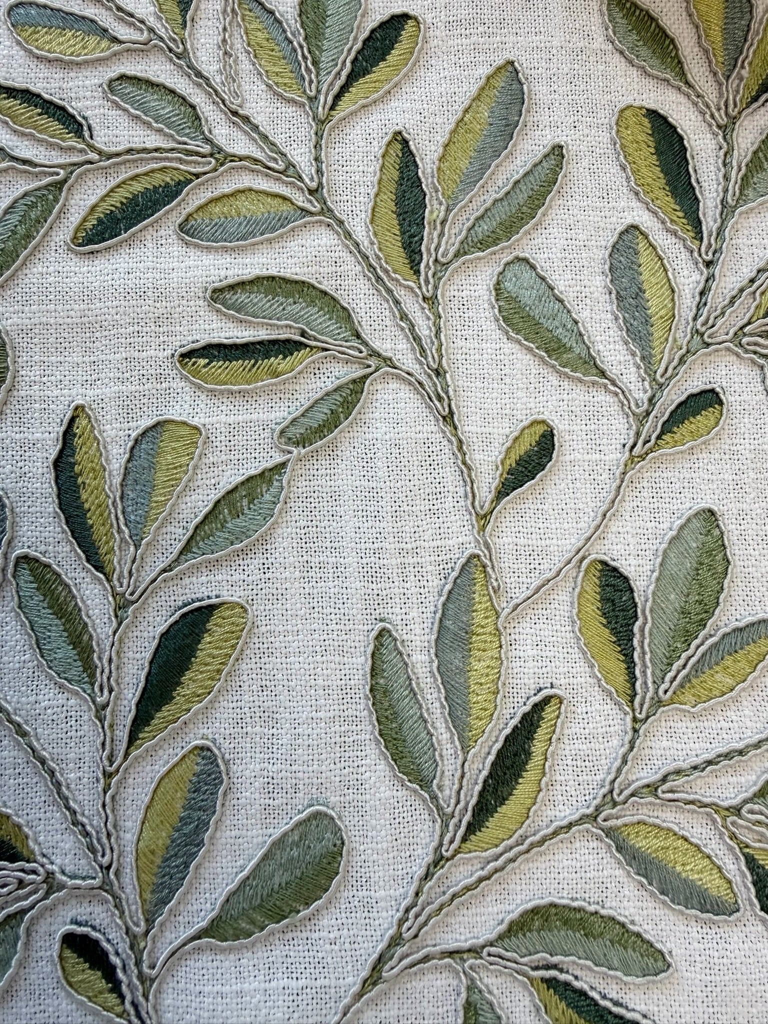 Floral embroidered fabric swatch