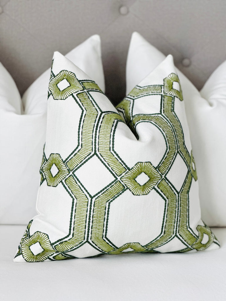 Embroidered throw pillow cover