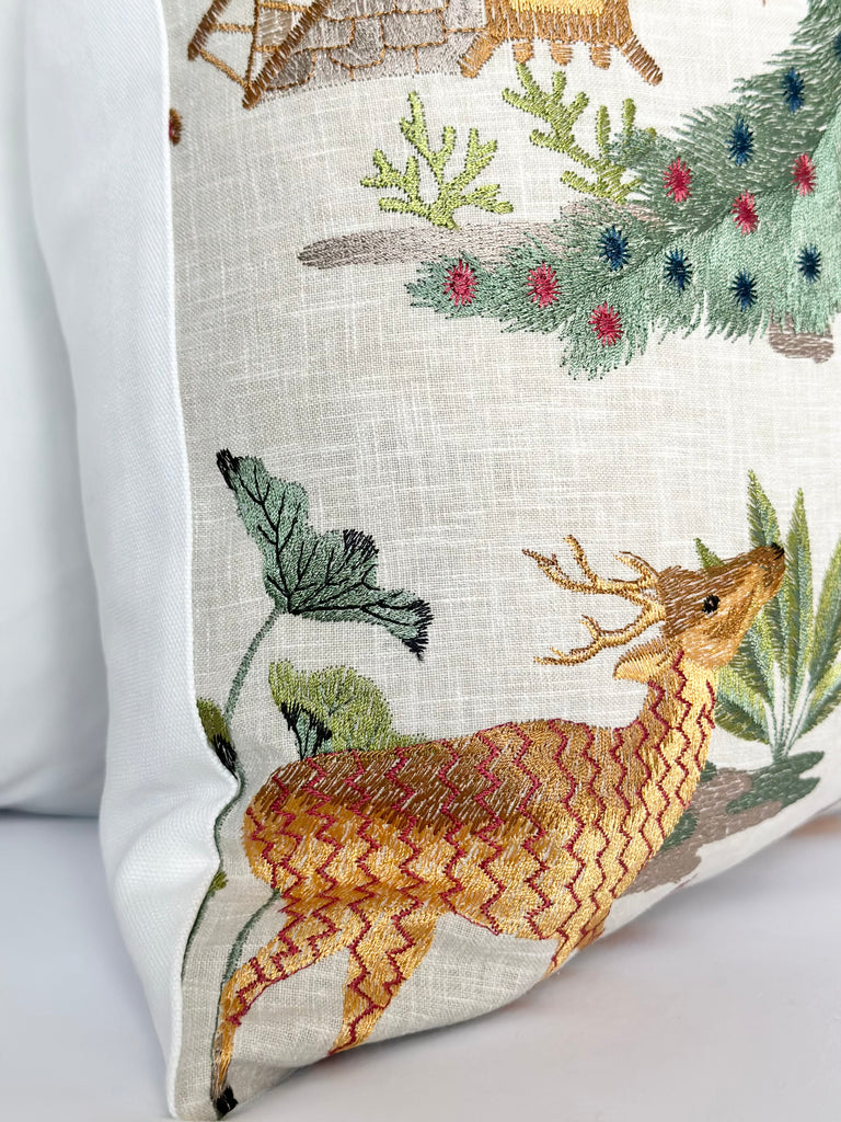 Elisa Embroidered holiday season  pillow cover orange