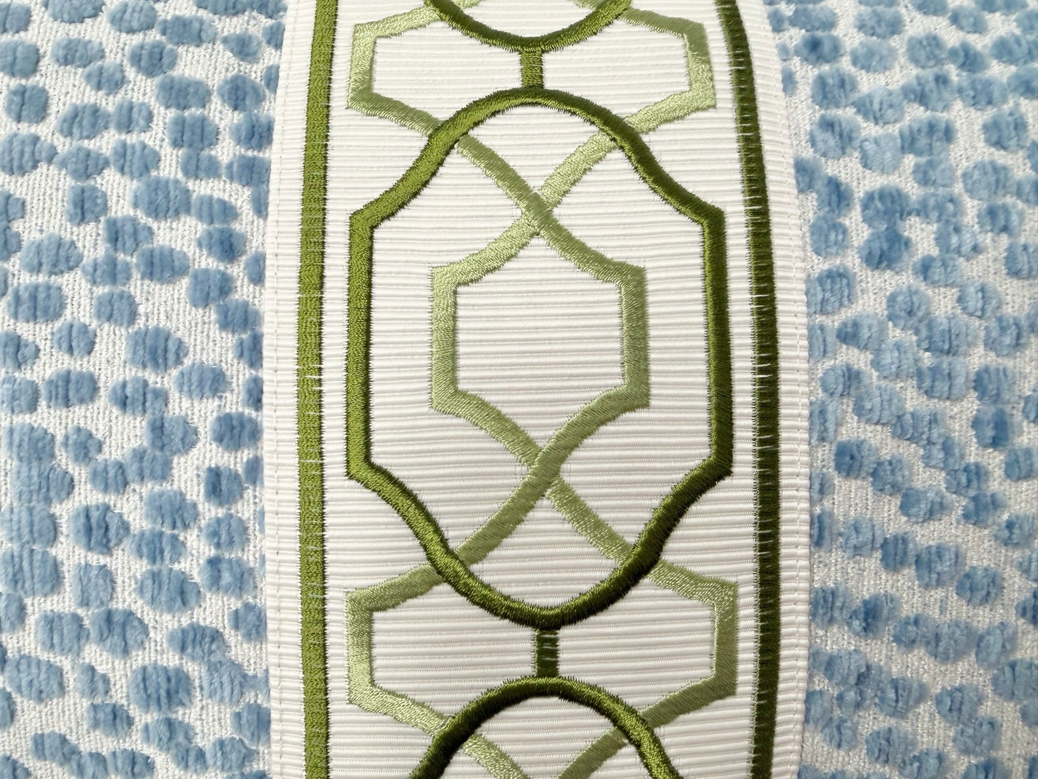 Dotted velvet pillow cover in Sky