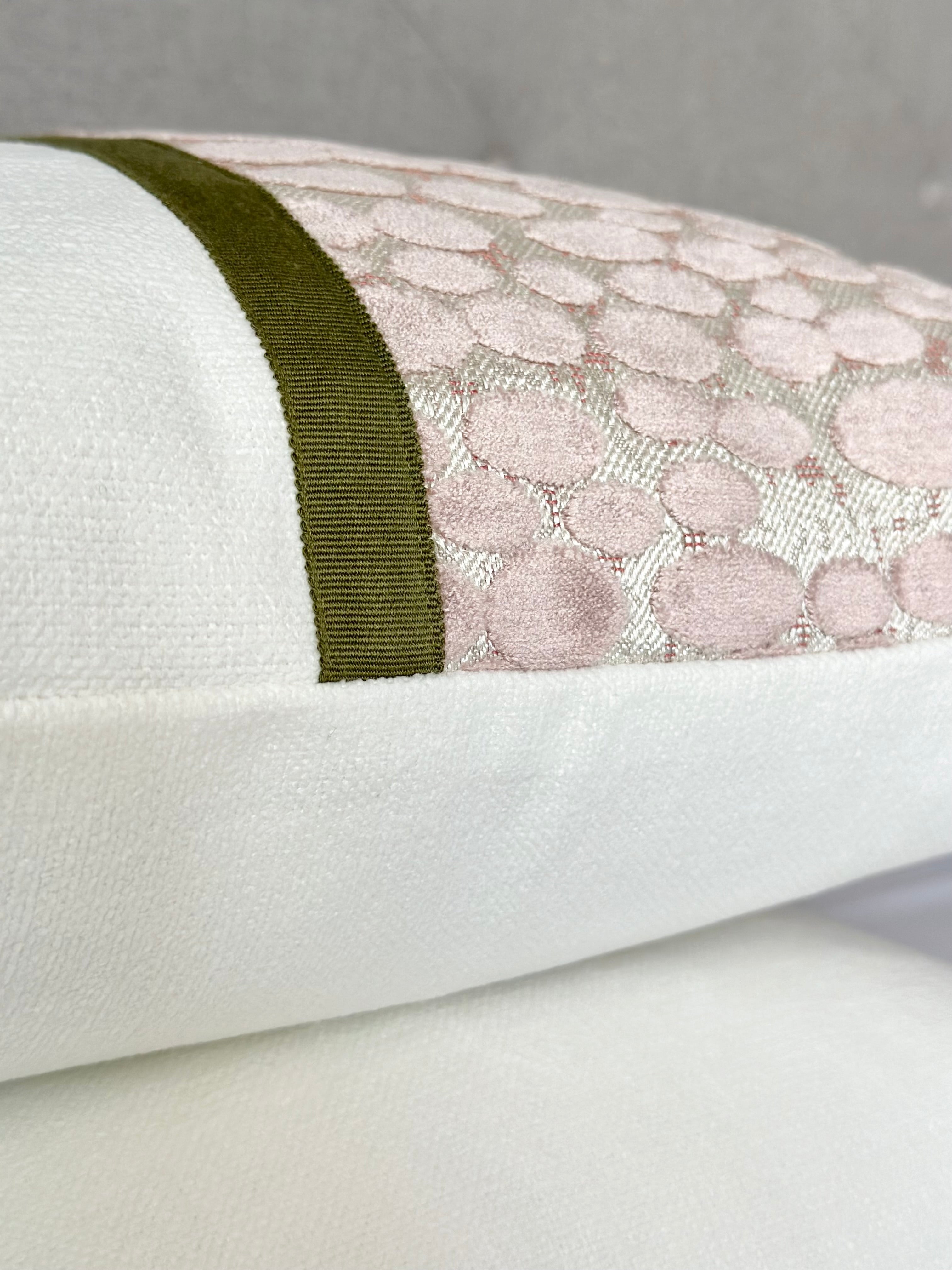 White Chenille | Blush velvet pillow cover