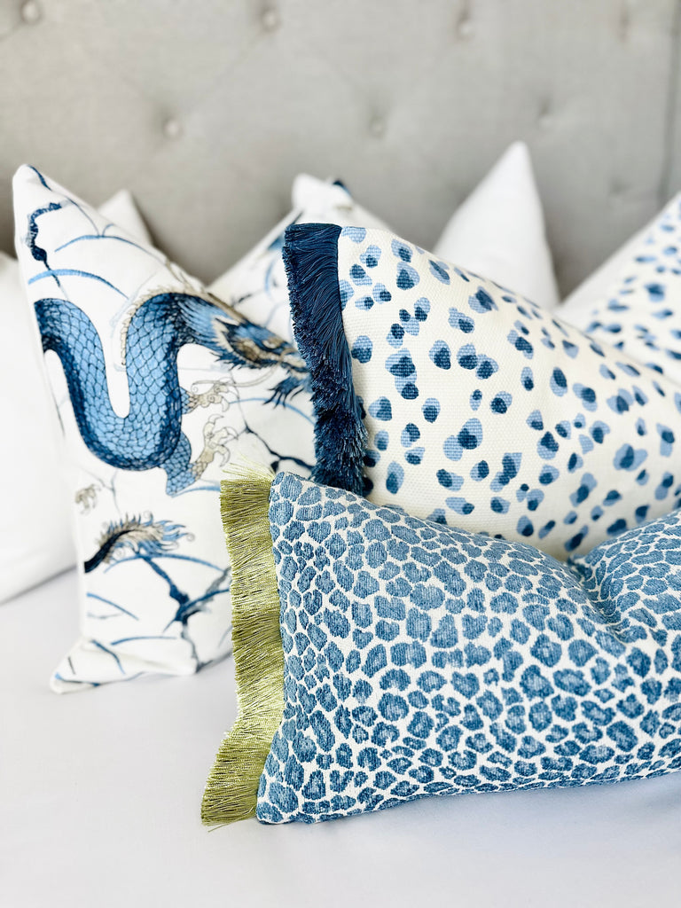 Blue leopard throw pillow