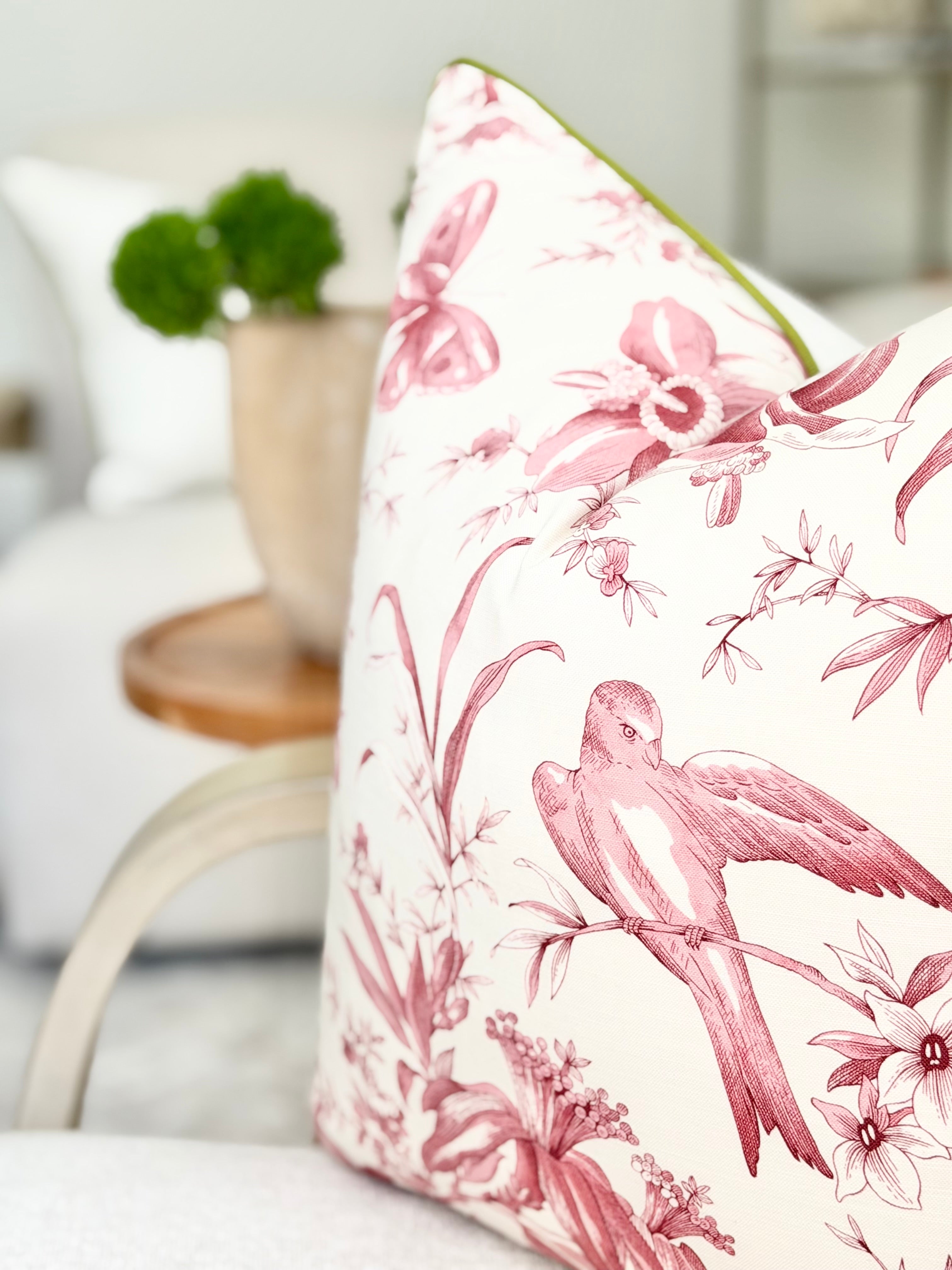 Pink Flora Throw Pillow Birdy