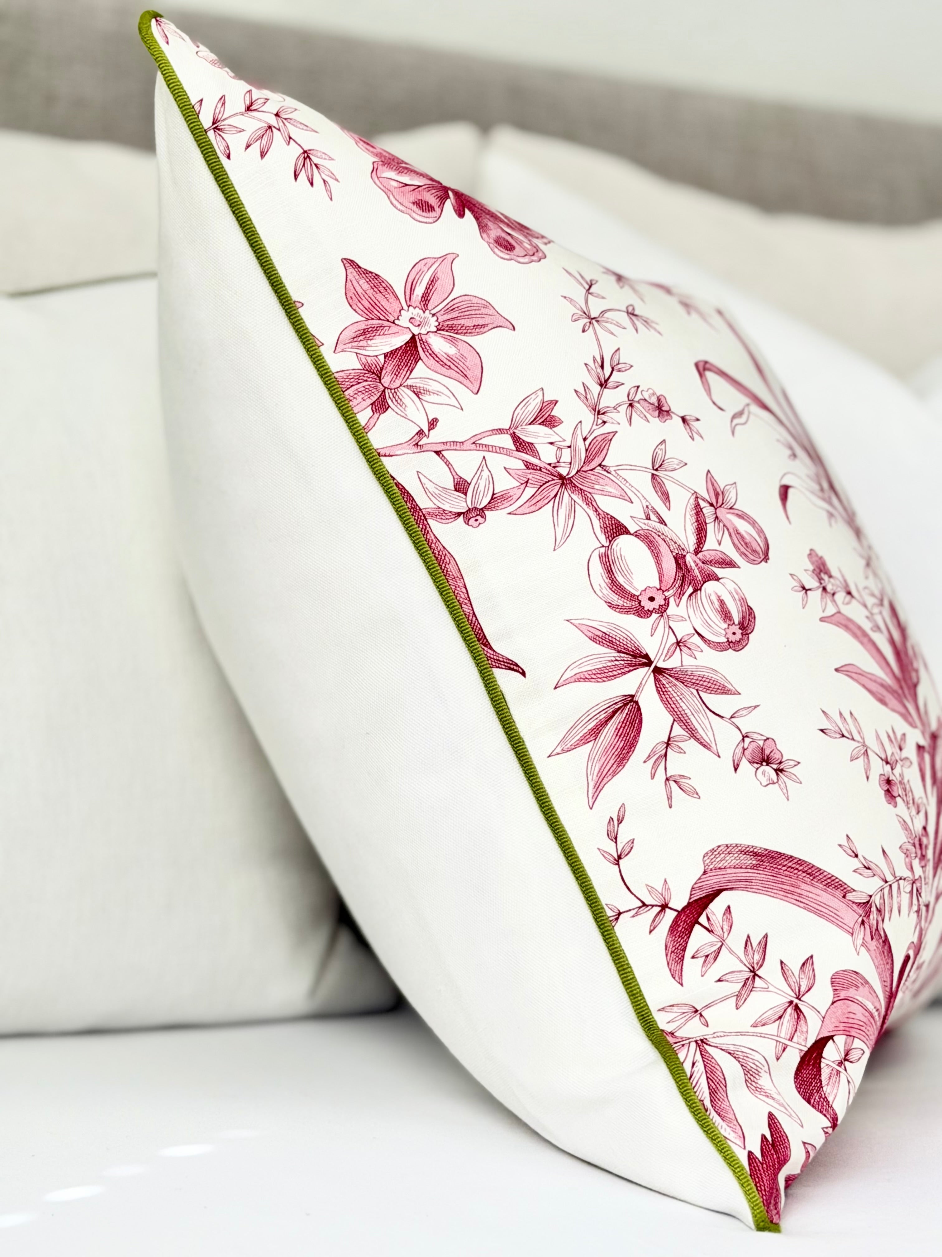 Pink Flora Throw Pillow Birdy