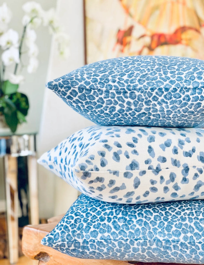 Blue cheetah throw pillow cover